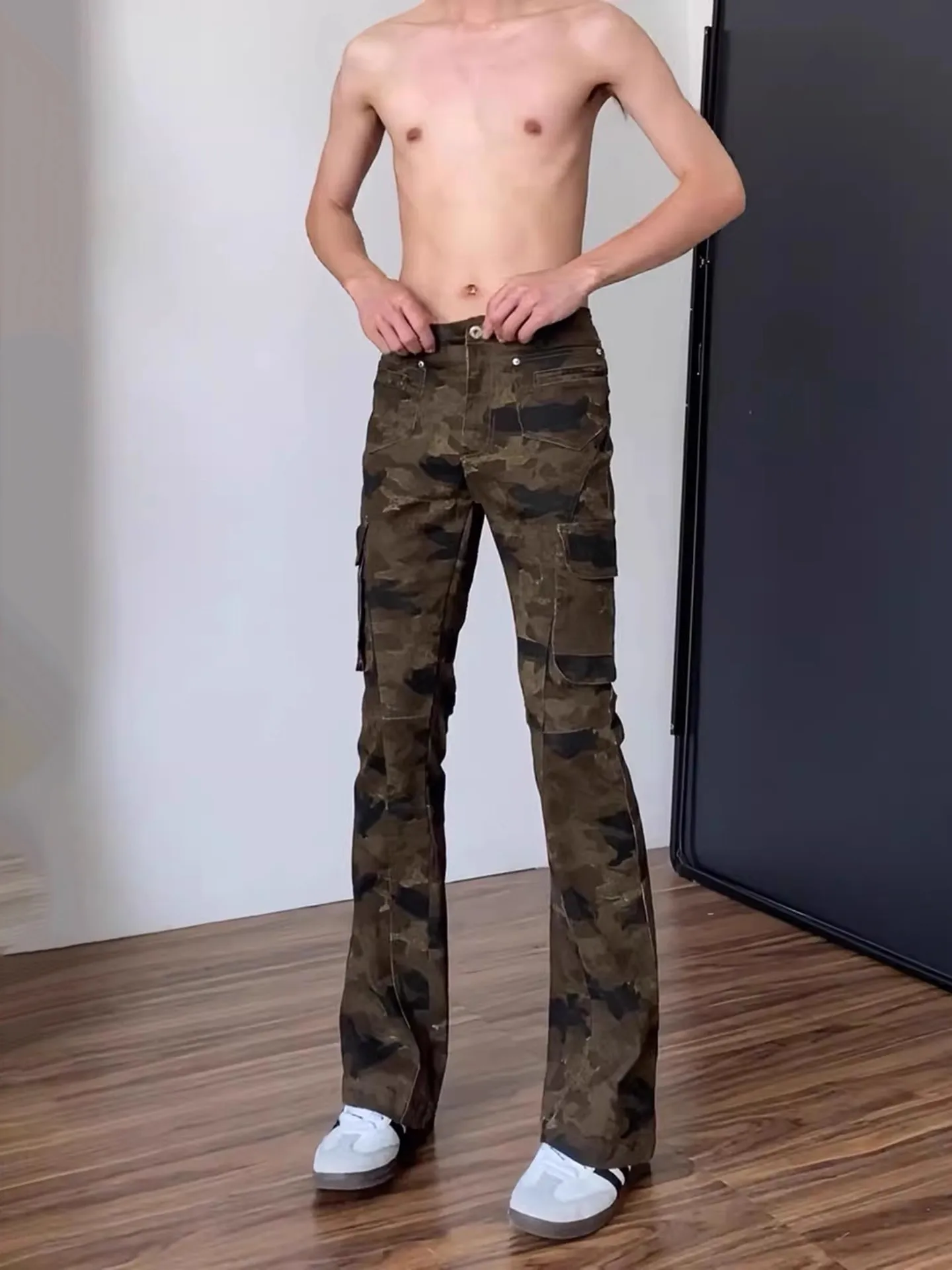 

Мужские джинсы с камуфляжным принтом Cleanfit, длинная рабочая одежда, брюки с высокой талией, смесь хлопка и полиэстера, антимикробная