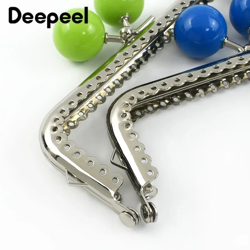 Deepeel  5/10Pcs 12.5cm Metal Bag Handle Colored Bead  Kiss lock for DIY Handbag Sewing Brackets Purse Frame Handles Making Bags