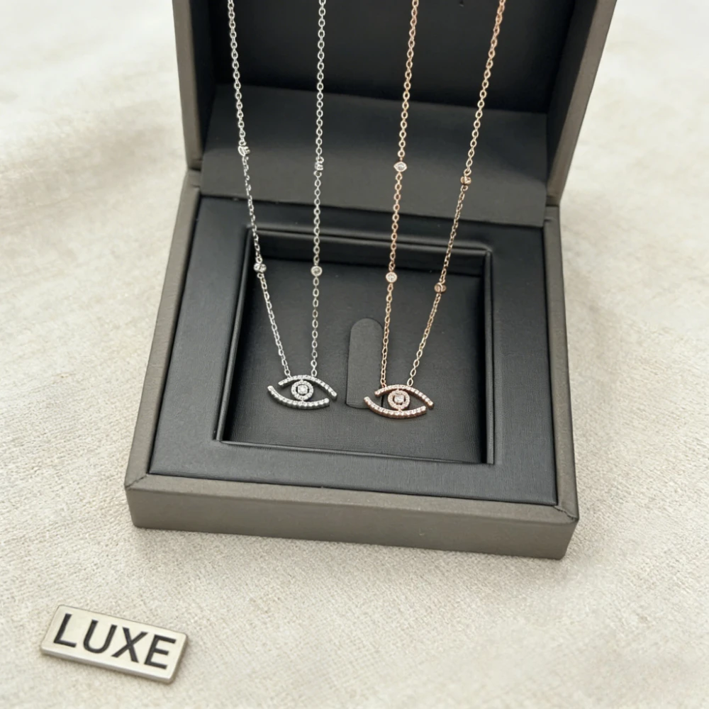 

Trendy 2026 Lucky Eye Pendant Necklace Sparkling Zircon Elegant Jewelry Gift for Women Wedding Holiday