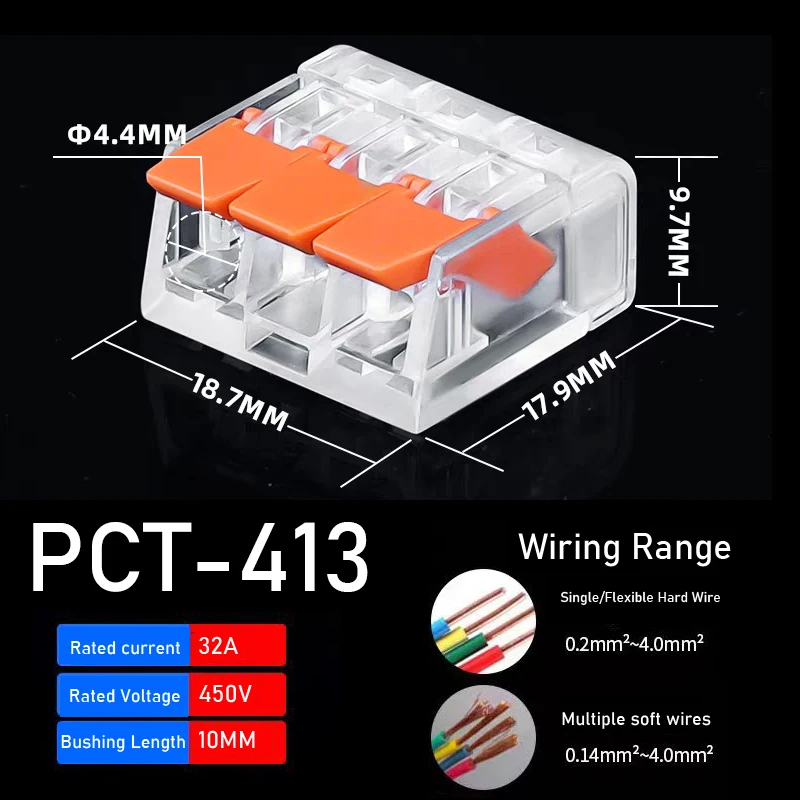 30 قطعة موصل كابل الجمع البرتقالي 1 داخل وخارج كابل سريع مجموعة المشبك الكهربائي موصل المحطة