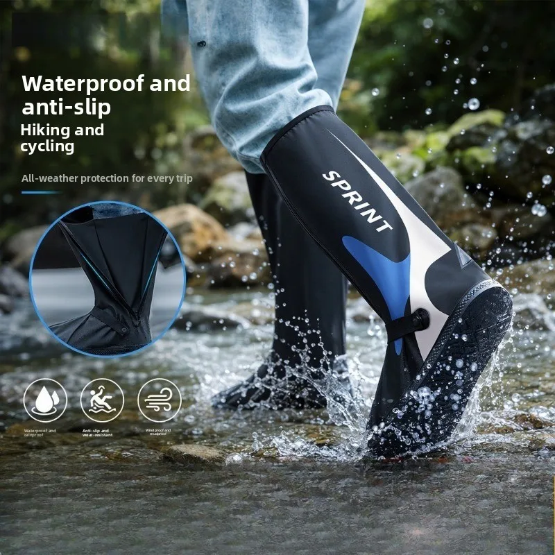 Outdoor Cycling Rain Boots Anti Slip Thickened PVC Waterproof Overshoes for Men Women Students