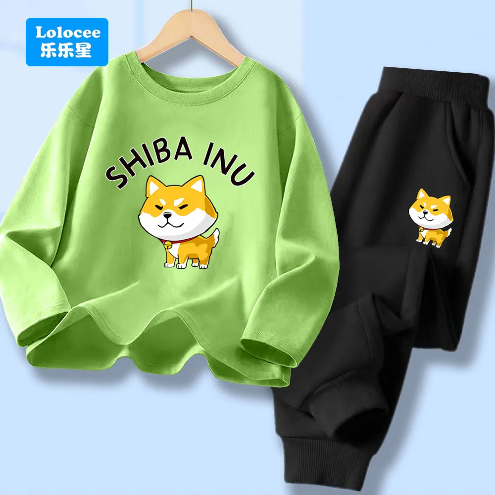 Frühling Herbst Kinder Jungen Kleidung Sets Langarm Baumwolle Shiba Inu Hund Print T-shirts Und Jogginghose 2 Stücke Kleidung Sets GCQ1