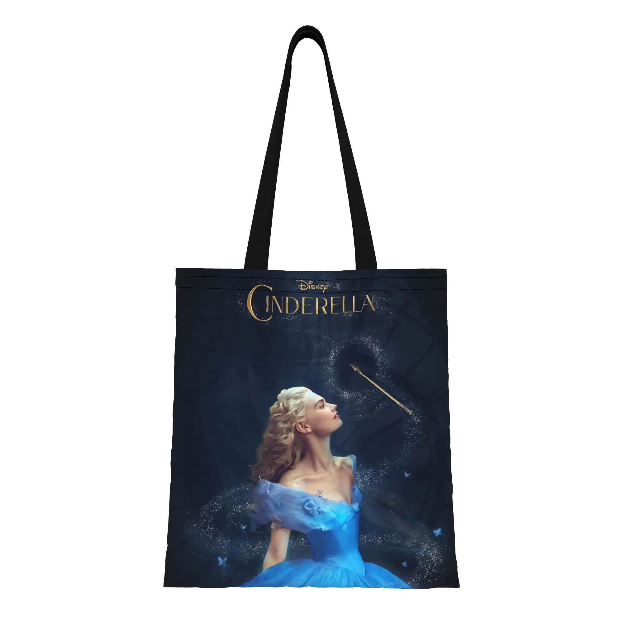 

1 шт., многоразовая двусторонняя холщовая сумка-тоут с изображением Золушки из мультфильма Дисней ко Дню святого Валентина, сумка через плечо с изображением принцессы Диснея