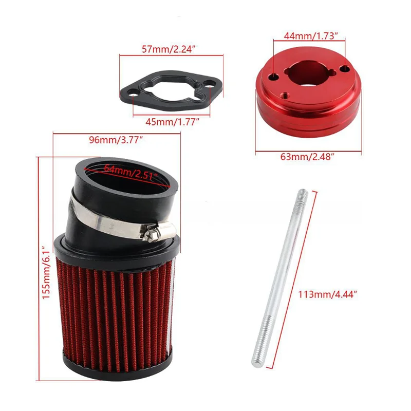 High Performance Air Filter Intake Kit for Go-Karts & Mini Bikes 6.5 HP Honda Clone GX160 GX200 Go Kart Predator 212cc Engine