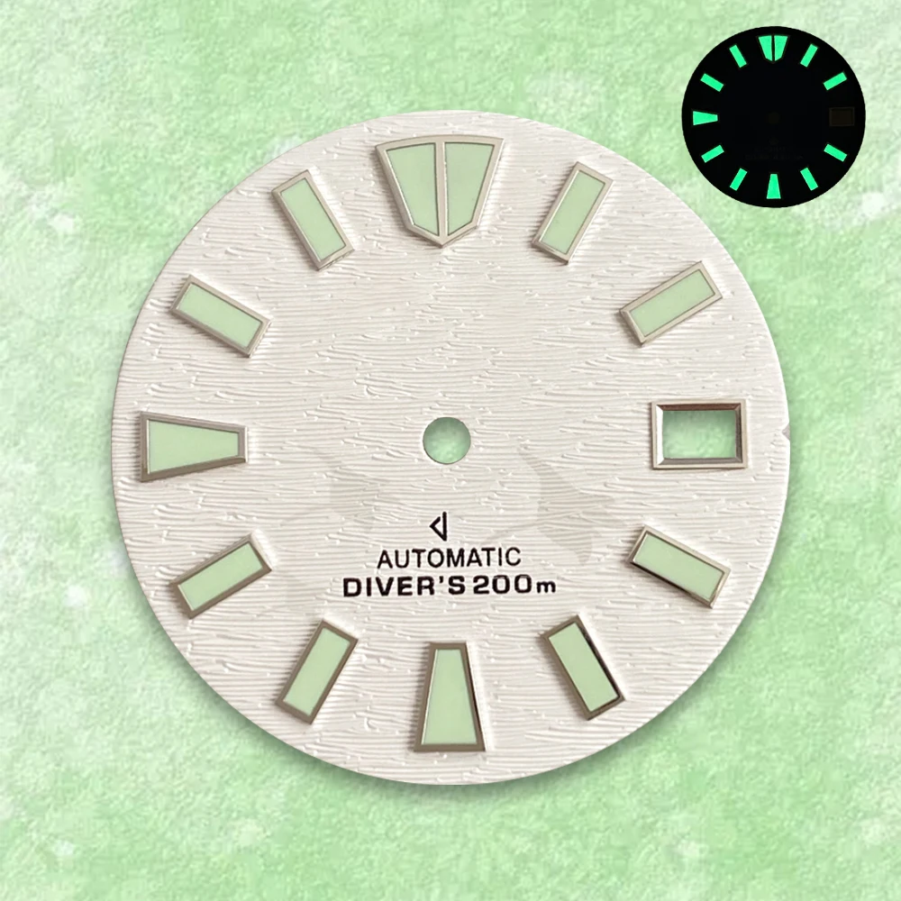 Manta Ray 28.5mm S Logo Dial pressure pattern Skx007/009 Suitable For NH35/NH36/4R/7S Movement Watch Green Luminous