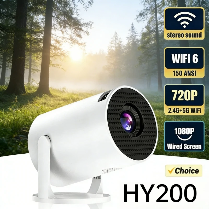 

Новый портативный проектор HY200 1080P с регулируемым углом наклона 270° для телефона, ноутбука, ТВ-приставки, с входами HDMI и USB