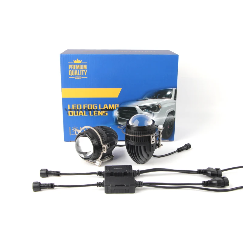 

2.0 Противотуманная фара 2-дюймовая линза противотуманной фары 12 В Светодиодная фара высокой мощности Белый Желтый Дальний ближний свет Bi Led Проектор Универсальный и Ford