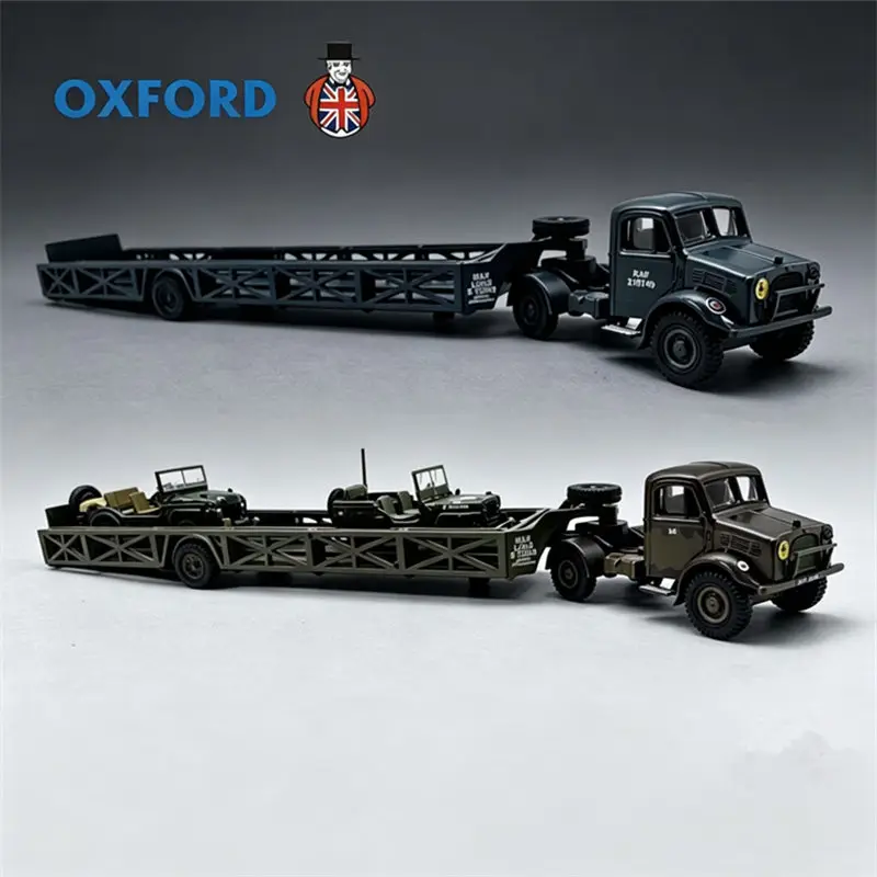 1:76 Alloy Military Deck Flatbed Trailer Tractor Model Metal Heavy Semi Trailer Aircraft Transport Vehicle Truck Car Model Gifts