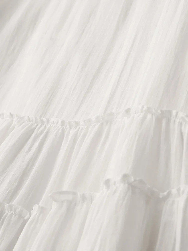 Artístico branco algodão linho ort sve dr feminino verão solto emagrecimento dupla camada grande balanço praia saia longa