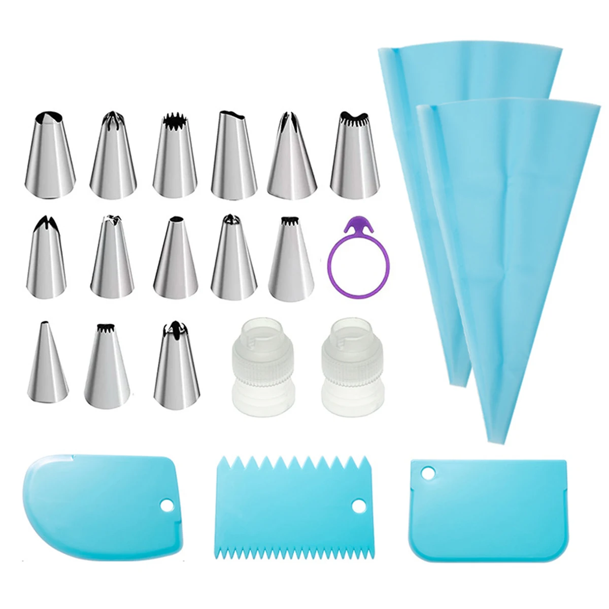 

22 шт., набор наконечников для конвертера, скребок на молнии, кремовый мешок для трубок, инструмент для выпечки