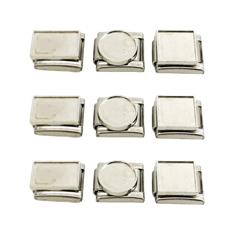 9Pcs Italian Charm Link Beads Stainless Steel Blank Jewelry Finding Jewelry Accessories Suitable for Bracelet Dropshipping