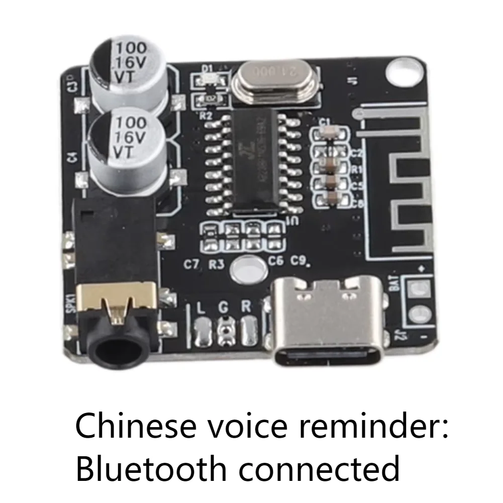 MP3 Lossless Decoder Board Bluetooth5.0 Type-C Wireless Stereo Music Module 3.7-5V Audio Receiver Module Chinese Voice Reminder