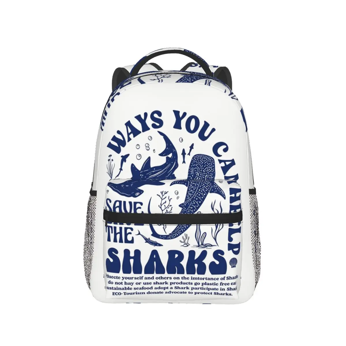 Save The Sharks Respect The Locals Graphic Backpack Hot Sale Daypack Kids BookBag School Bag Shoulder Bags for Men Women