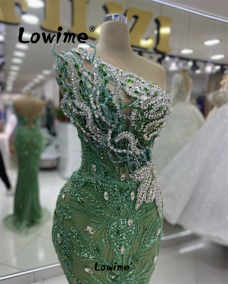 Aso Ebi Crystals Mermaid Prom Dress Sequined Evening Party Second Reception Birthday Engagement Gowns Dresses Robe De Soiree