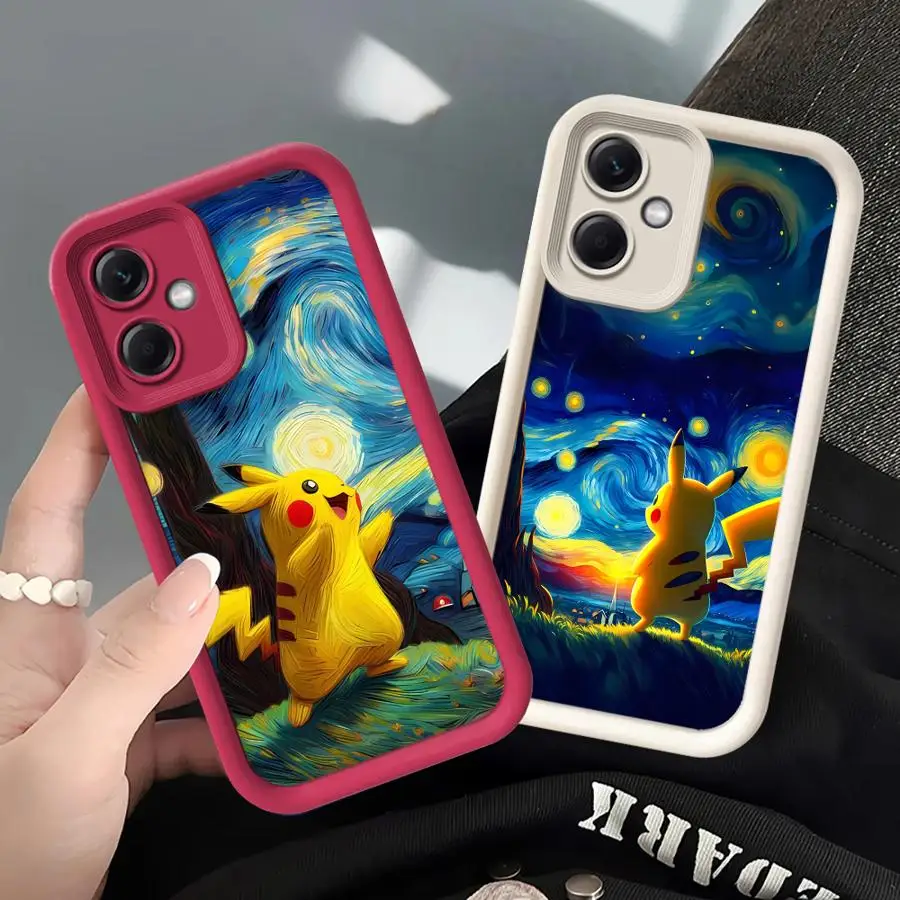 Pokemon Pikachu Art Shockproof Phone Case for Xiaomi Mi 11 Lite 12T Pro Poco X3 Pro X3 NFC X5 Liquid Soft Back Cover