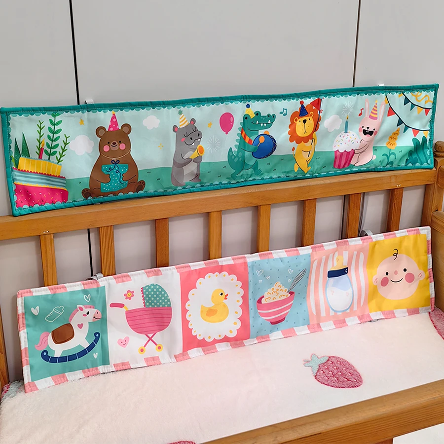 동물 아기 울타리 헝겊 책, 조기 교육 계몽 책, 침대 인클로저 부드러운 가방, 찢어지지 않는 아기 헝겊 책, 침대 옆 장난감
