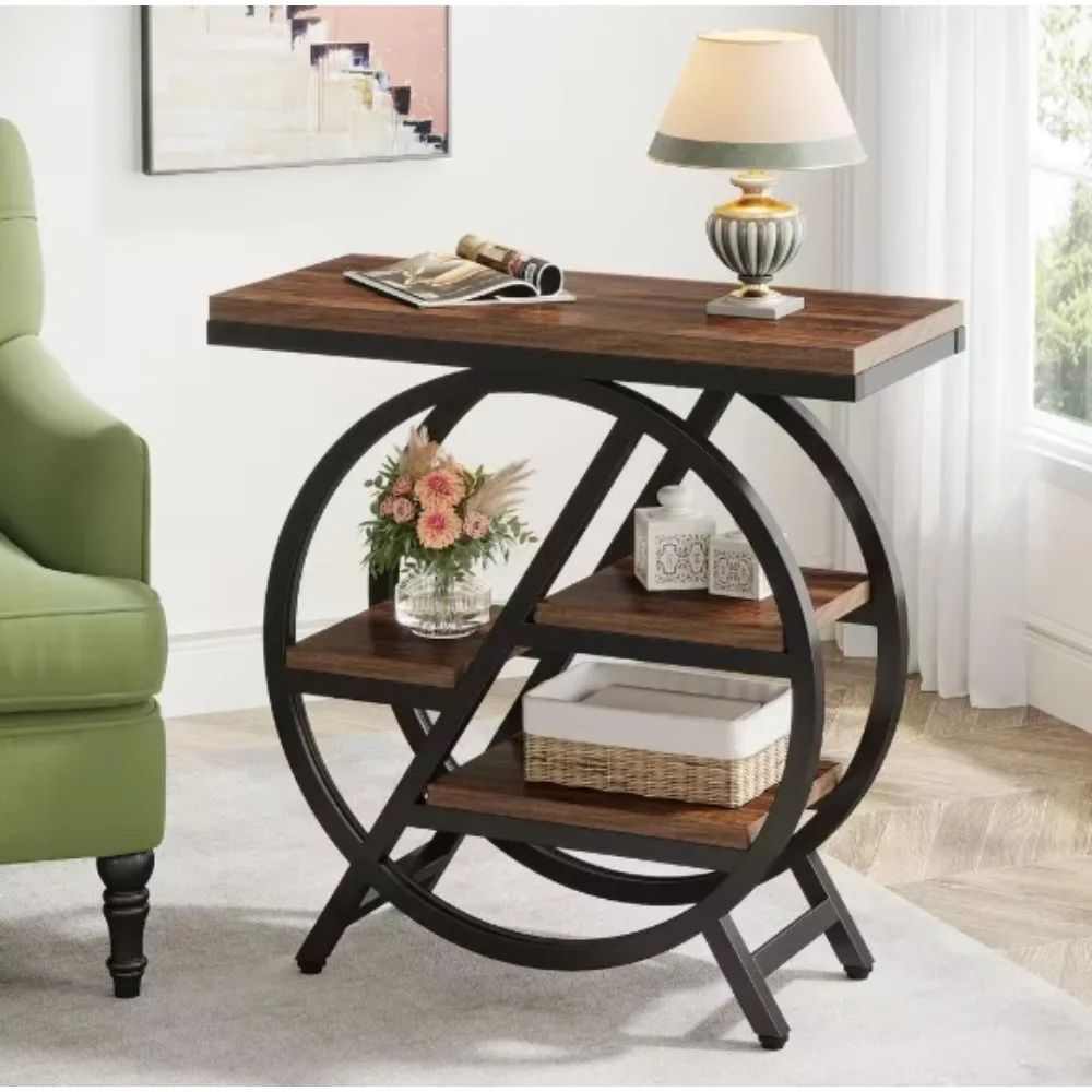 طاولة نهاية مستطيلة من MDF مع مساحة تخزين، طاولة جانبية ضيقة من 3 طبقات لغرفة المعيشة، غرفة نوم منضدة #5