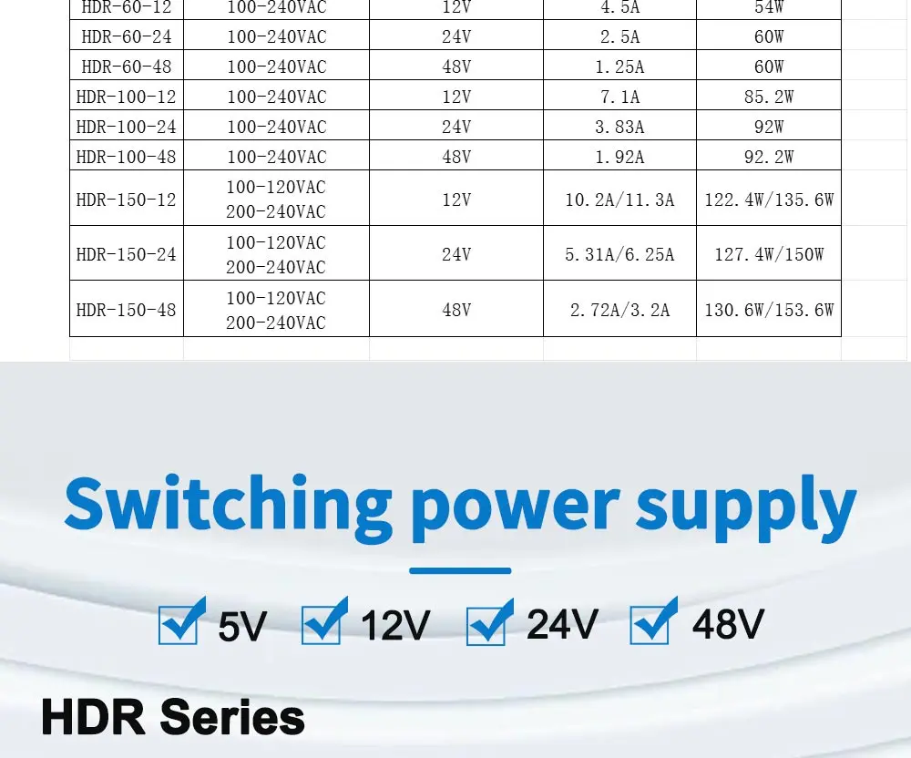 LCTC HDR Schaltnetzteil 15W30W60W100W150W 5V12V24V48V Schienentransformator Dünnes Schaltnetzteil – Detail 2