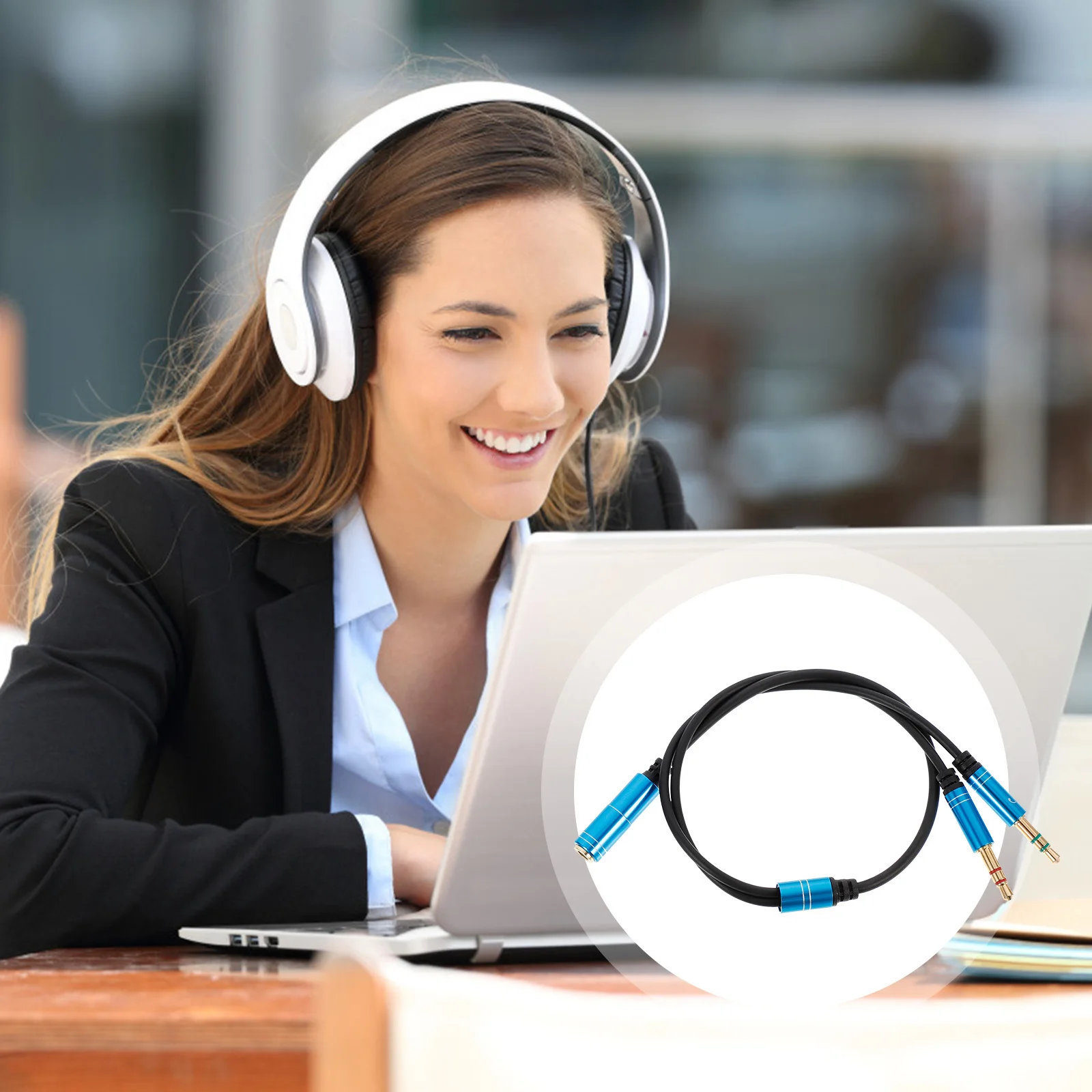 

Mic Audio Y Splitter Cable Headphone Splitter 3.5mm for Computer Laptop Gaming Voice Call Music Audio Accessory