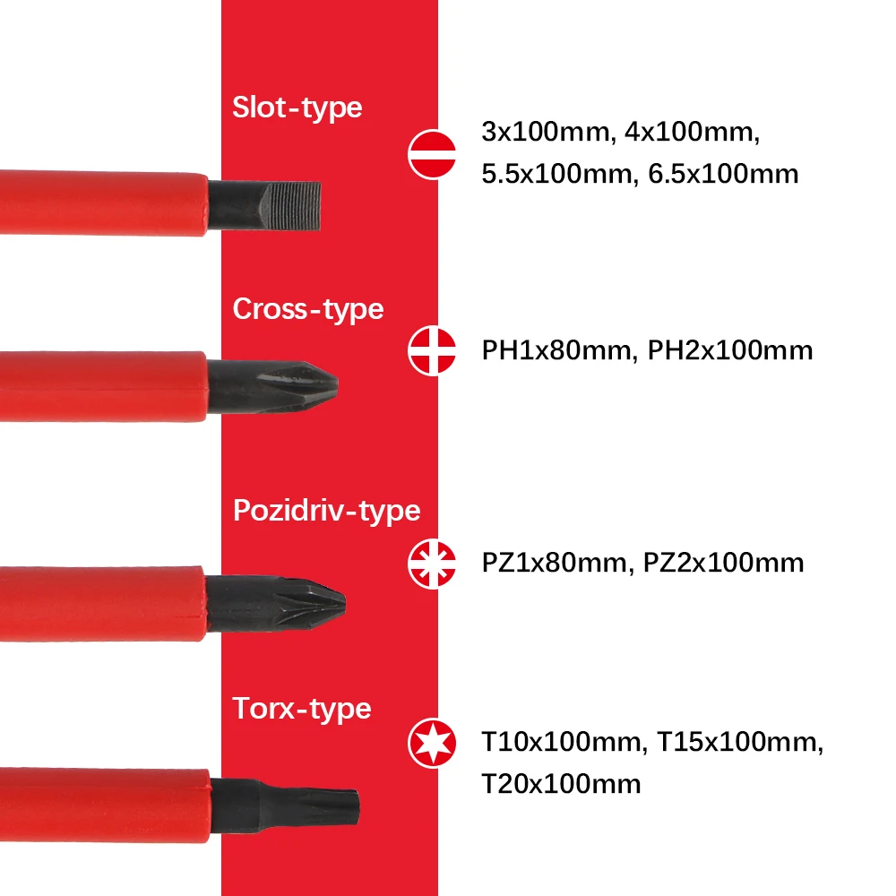 Electronic Insulated Screwdriver kits Isolated Current Household Circuit Tool with Box 12PCS Cross Plate Screwdriver