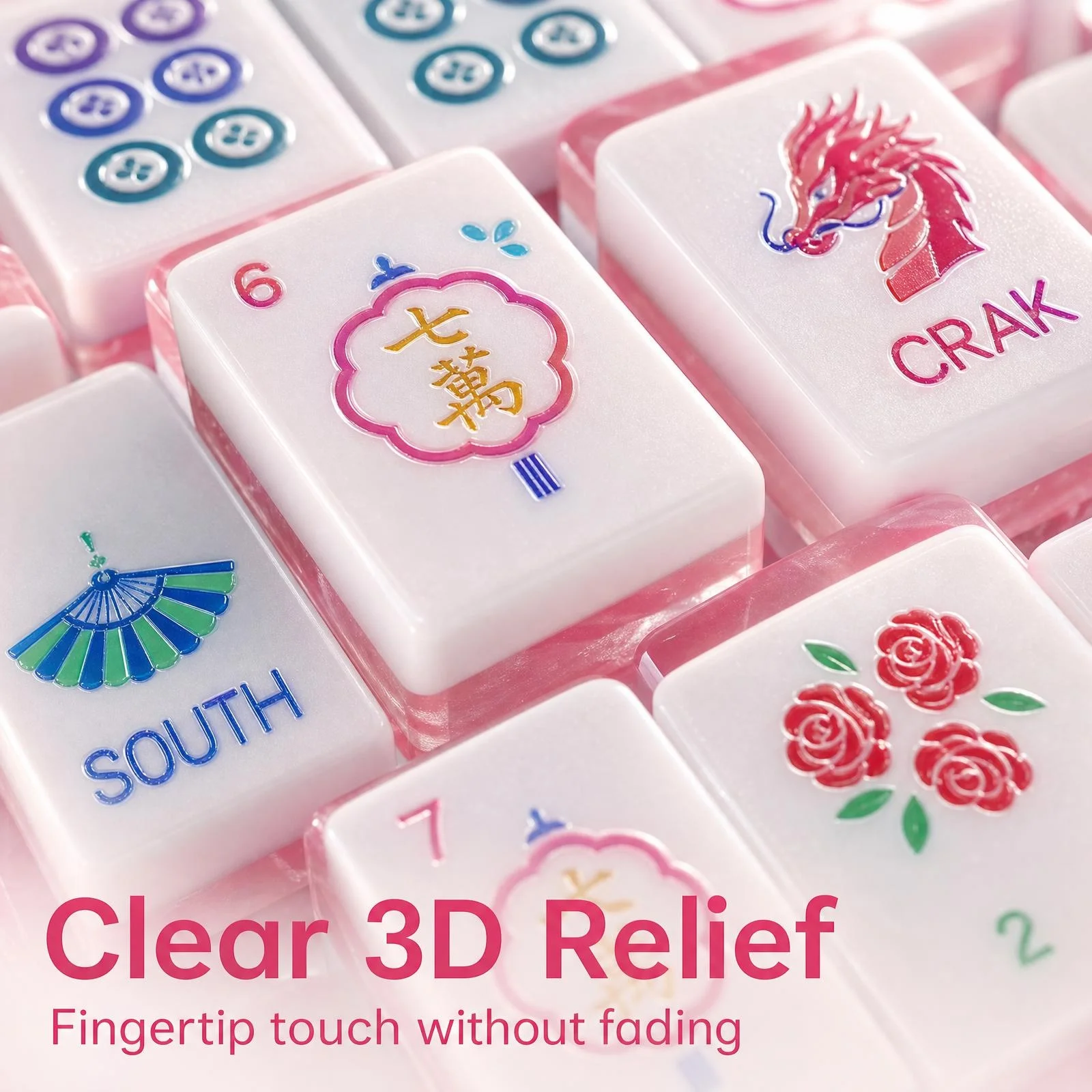 Pink Marble Acrylic American Mahjong Set Christmas Gift Luxury Shell Pattern Mah Jong Tiles with Jokers Flowers for Family Party