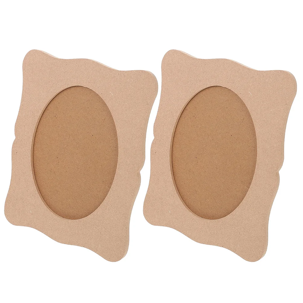 

2Pcs 5Inch Wooden Picture Frame Blanks Natural Craft Frames Handmade Painting Decorative Unpainted Photo Frame Kits