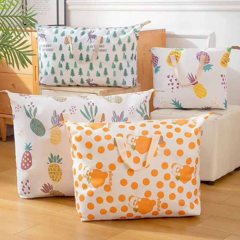 حقيبة تخزين ذات سعة كبيرة - منظم منزلي ثلاثي الأبعاد للفراش والملابس، حقيبة محمولة مقاومة للماء للتنقل/الرياضيات/المدرسة