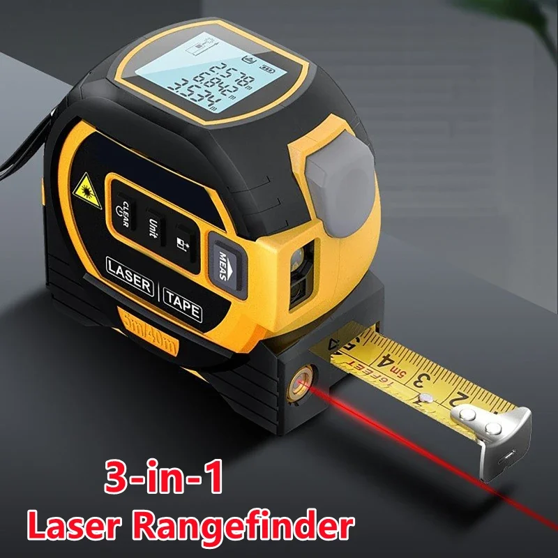 

3 in1 Laser Tape Measuring Retractable Distance Meter 60M Digital Laser 5M Tape Measure Range Finder Measuring Instrument Level