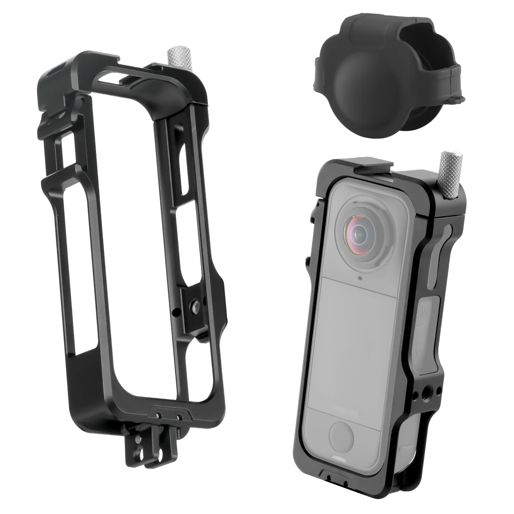 

Металлический защитный корпус Selens для Insta360 X4 Air с различными креплениями для расширения функционала, складной подставкой и силиконовой крышкой для объектива