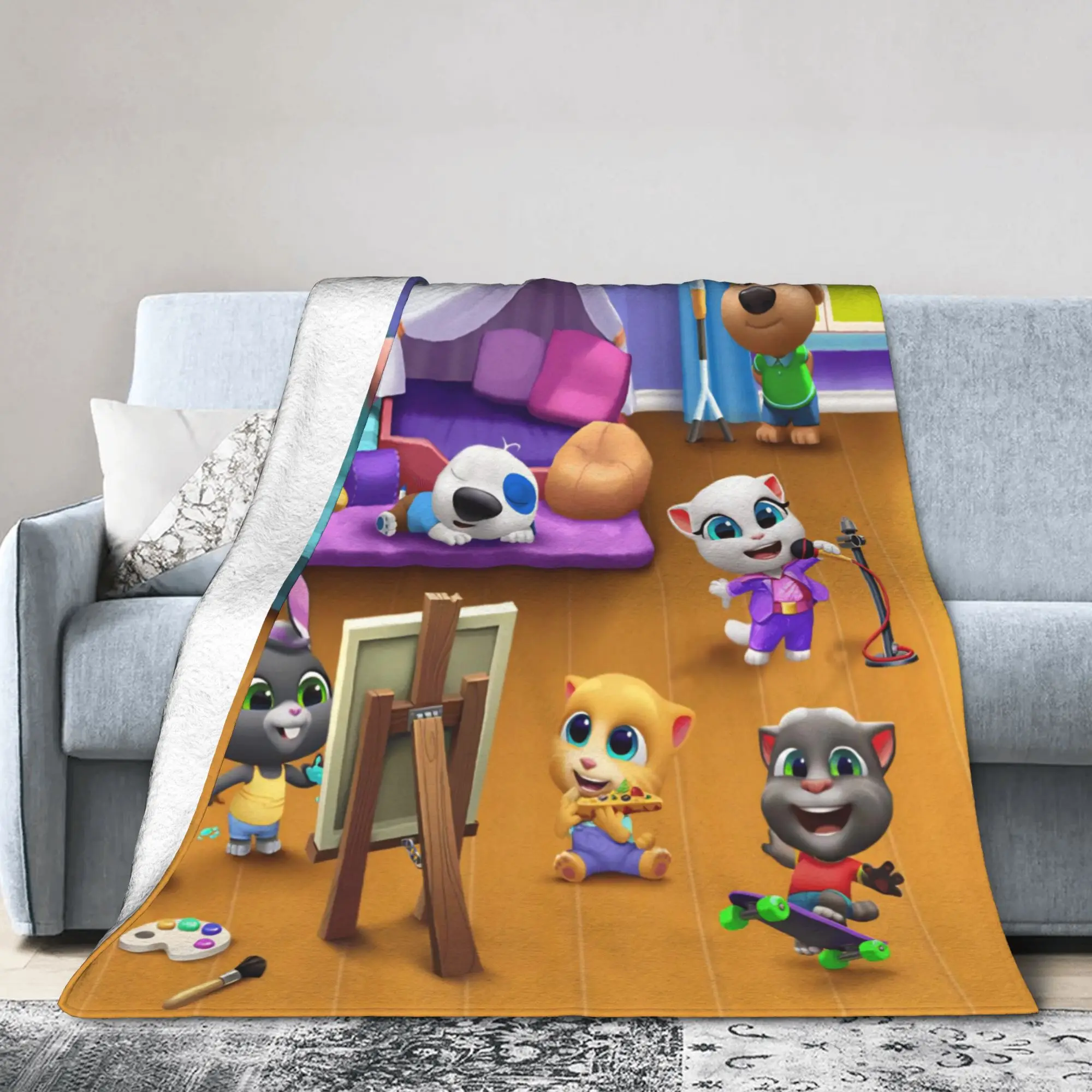 T-Talking T-Tom And F-Friends Blankets Flannel  Cozy Lightweight Thin Throw Blankets for Bed Rug Piece