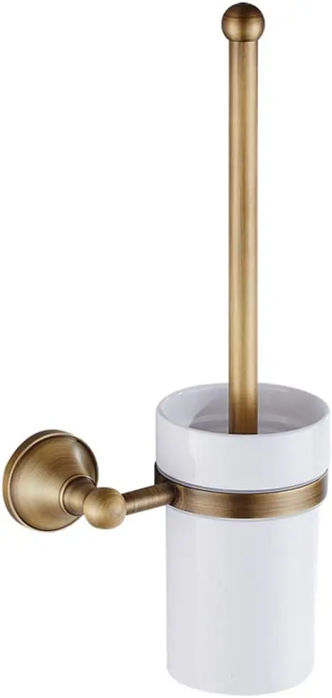 

Elegant European Antique Bronze Toilet Brush Holder Set, Wall Mounted Brass Bathroom Accessories Set (Golden)