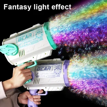 76/80/88 holes electric rocket bubble gun with LED Gatling blowing soap water bowl bubble machine outdoor toys for children gifts