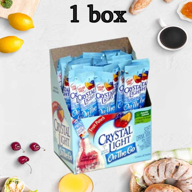 Crystal Light On The Go Sticks Botella de agua de 20 oz Tamaño Fruit Punch Caja de 30 unidades