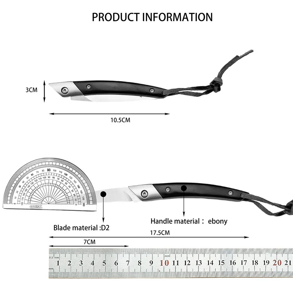Multifuncional bolso faca dobrável de aço inoxidável d2 lâmina ébano lidar com acampamento ao ar livre aventura escalada faca combate