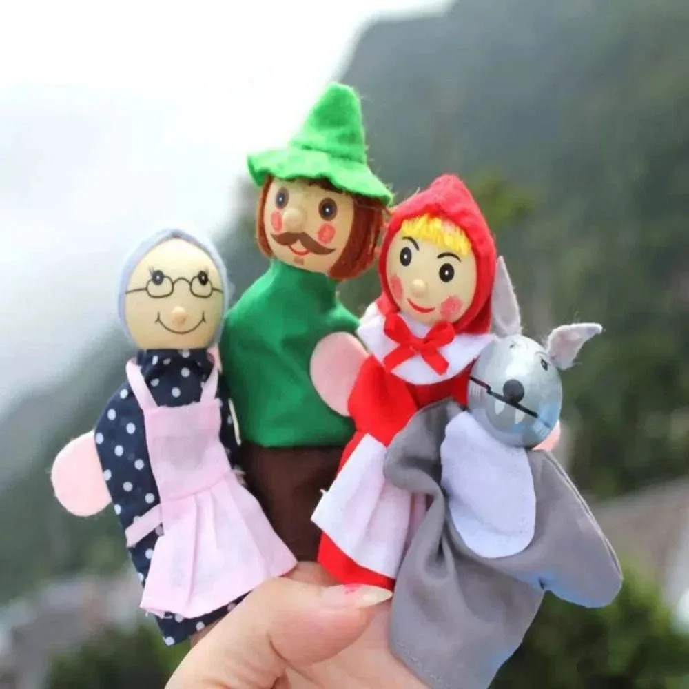 Mini Hand Finger Puppets Cartoon Animal Fairy Tales Puppets Toy Plush Set Interactive Puppet Theater for 3 Pcs/4Pcs