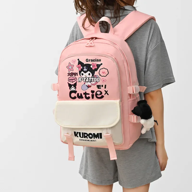 حقيبة ظهر للأطفال من كورومي حقيبة مدرسية للبنات كارتونية لطيفة جديدة قابلة للتنفس ومقاومة للماء بسعة كبيرة من قماش أكسفورد