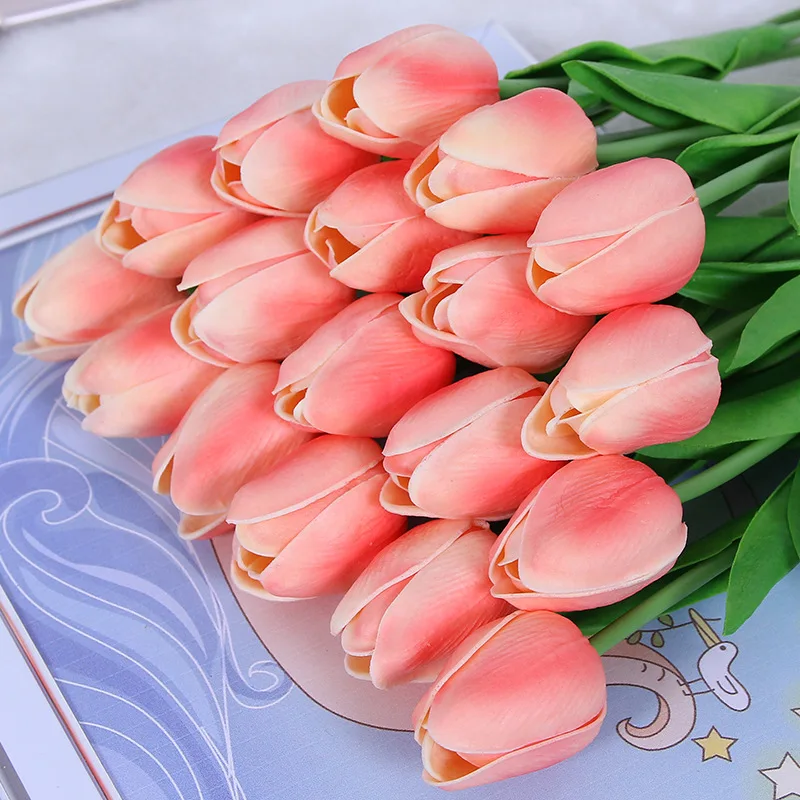 

10Pcs Artificial Flowers PU Tulip Real Touch Flower for Home Decoration Wedding Bridal Bouquet Flower Arrangement Fake Flowers