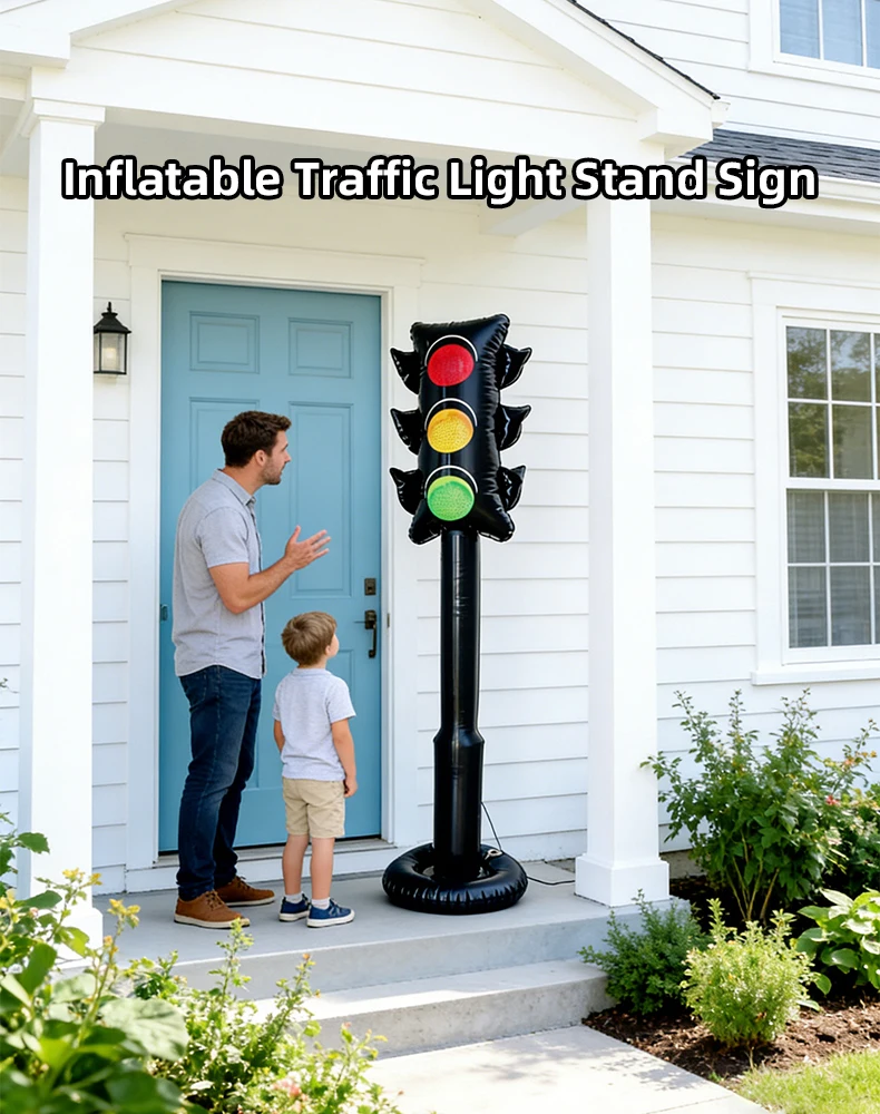 

Inflatable Traffic Light Early Education Toy Simulation Traffic Signal Pretend Play Toy for Kids Party Decor Photo Props Outdoor