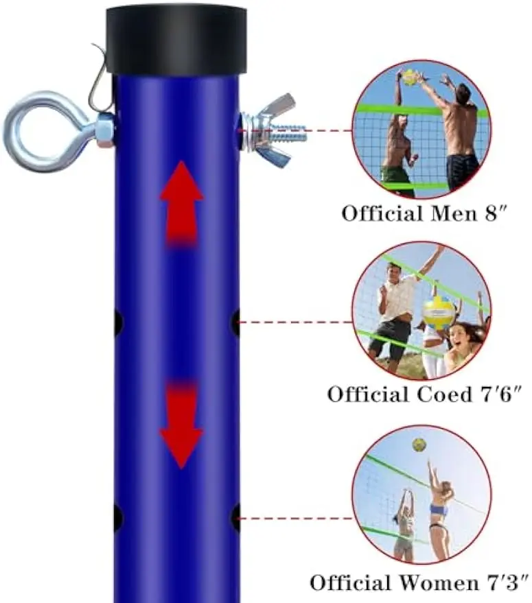 Adjustable Volleyball & Badminton Combo Set with Net, Racquets, Bag for Backyard Family Fun