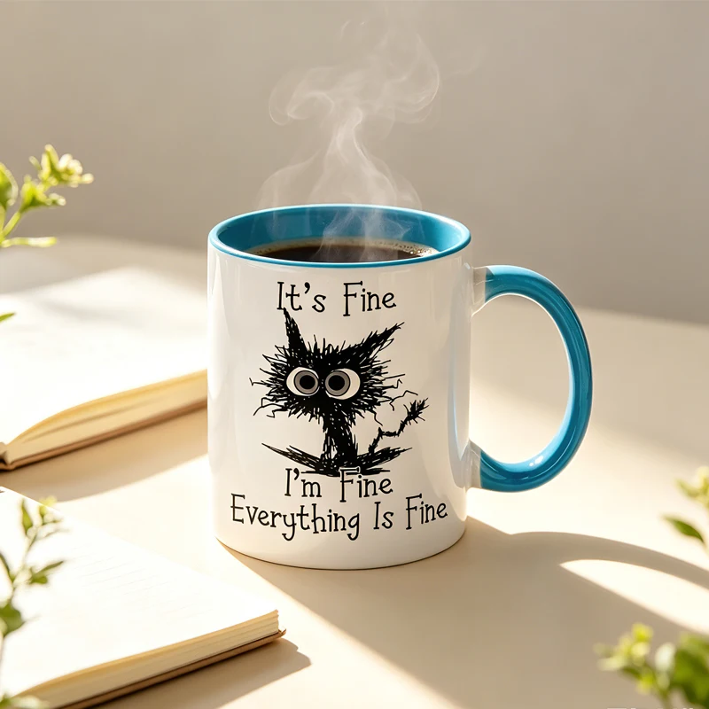 Its Fine Im Fine Everything Is Fine Mug | Funny Stress Humor Coffee Mug, Relatable Gift for Her or Him