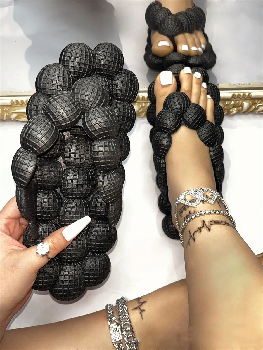 Flip-flops Bubble Shoes Summer New Fashion Open-toed Bubble Slippers 2025 Women Wear Slippers Indoor Flat Sandals Beach Shoes