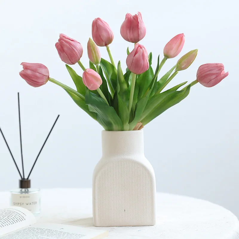 10 Stück Künstliche Latex-Tulpen Brautstrauß Hochzeitsdekoration Echt Aussehende Tulpenblumen Heimtischdekoration Party Blumenarrangement – Detail 1
