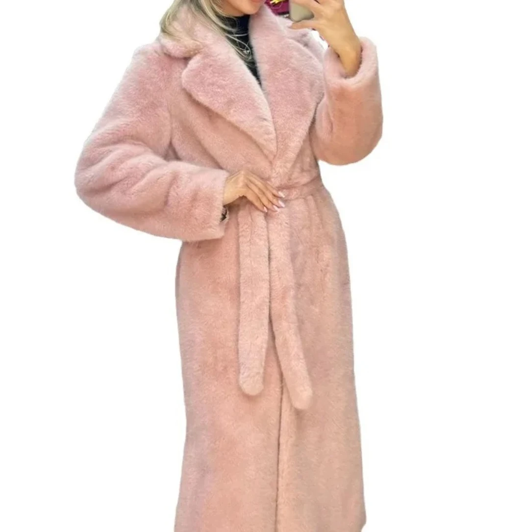 Cappotto soffice bianco morbido liscio autunno inverno Nuovo cappotto di pelliccia sintetica estesa di lusso da donna caldo ed elegante giacca simile alla pelliccia di coniglio