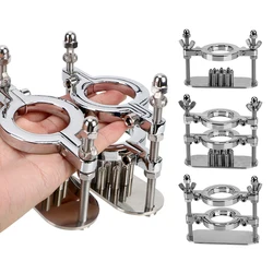 Cock Ring Stretcher Metal Spike Penis Ring Clamp Scrotum Stimulation Lock Testicle Clamp Training Device Male Chastity