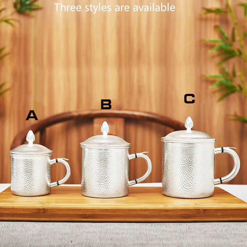 Handmade Pure Silver Series Silver Cup Tea Cup 999 Pure Silver Mark Heat Insulation Household Tea Set