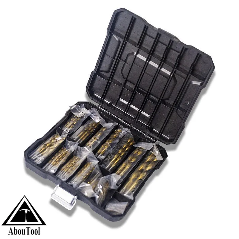 

50/99 шт., набор сверл из высокоскоростной стали с титановым покрытием, шестигранный вал, прямые спиральные спиральные сверла для сверления металла, дерева, пластика