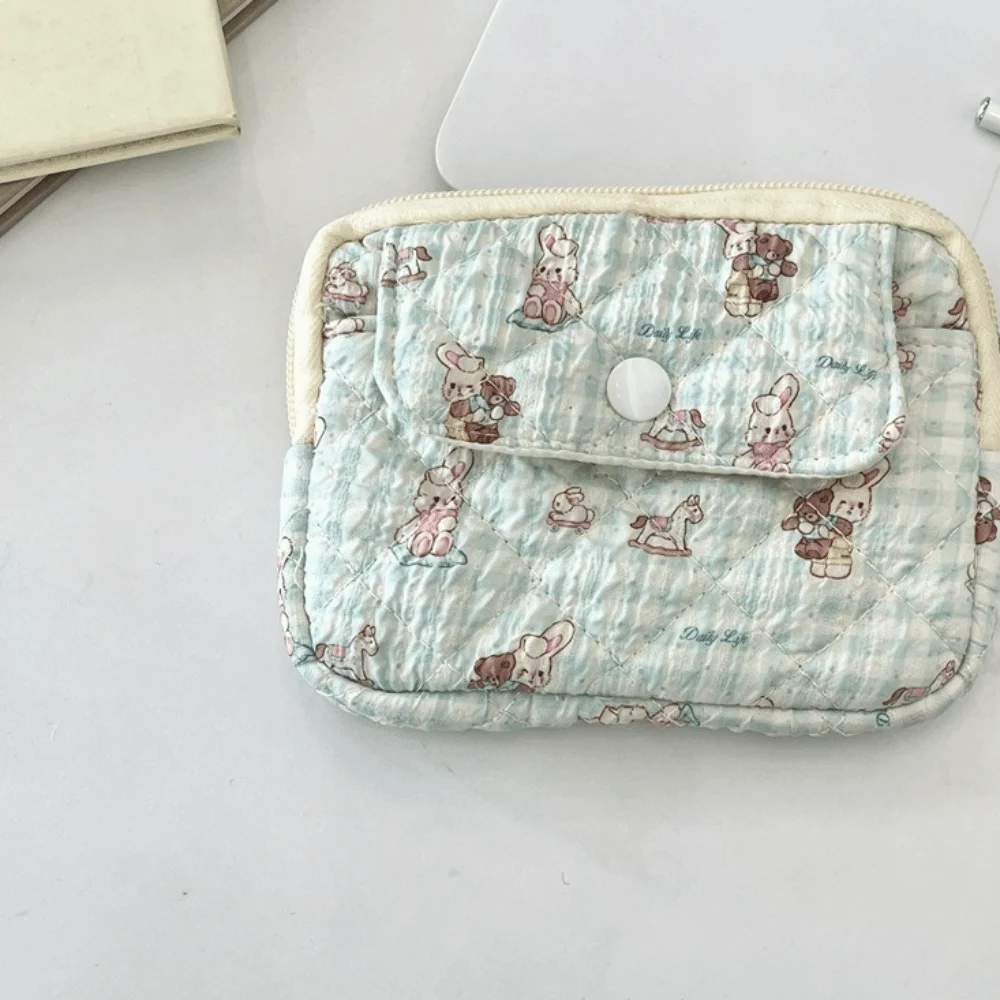 Cartoon Printing Mini Canvas Coin Purse Multifuctional Jewelry Packing Bag Small Lipstick Bag Card Holder Korean Style