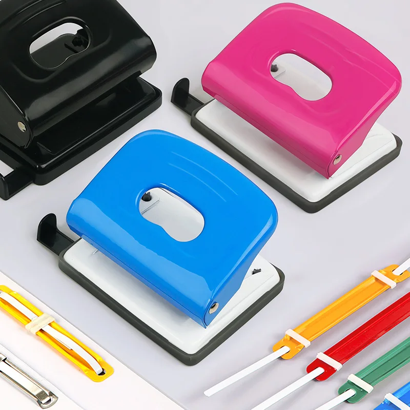 HUAJIE 1 個 2 穴パンチ、省力紙パンチャー 15 枚容量、定規付き 80mm 標準間隔 & 簡単に掃除できるトレイ