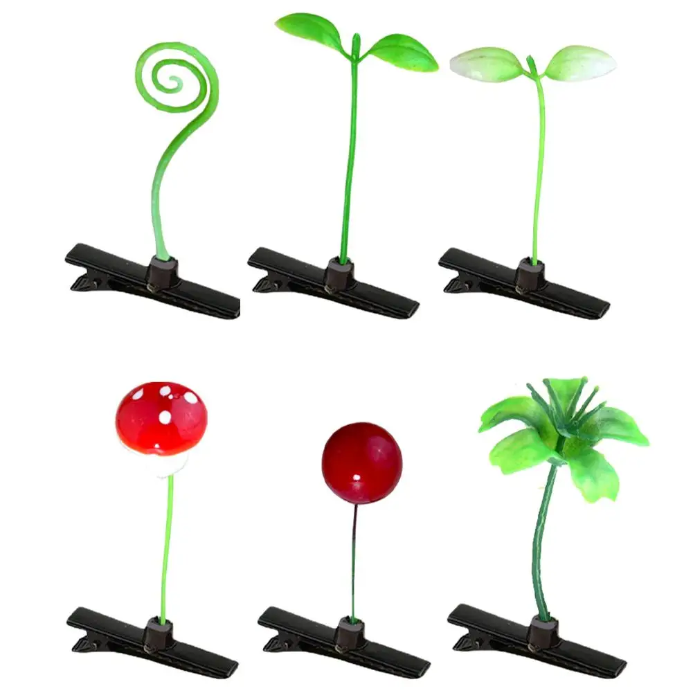 5pcs Funny Bean Sprout HairClip Kids Sweet Girls Plant Hairpin Hair Hair Clip Headwear Clamp Claw Styling Grass Mushroom