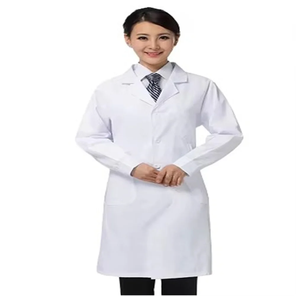 여성 유니섹스 긴 소매 스크럽 실험실 남성 간호사 의사 흰색 코트 유니폼